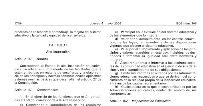 Normativa de la Inspección de Educación